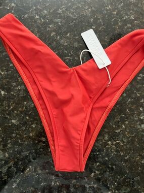 Red High-Cut Bikini Bottom - Women Swim